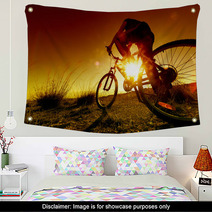 Dreamy Sunset And Healthy LifeFields And Bicycle Wall Art 63593672