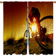 Dreamy Sunset And Healthy LifeFields And Bicycle Window Curtains 63593672