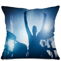 Drummer Playing On Drums On Music Concert Club Lights Pillows 99789535