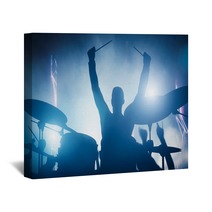 Drummer Playing On Drums On Music Concert Club Lights Wall Art 99789535