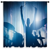 Drummer Playing On Drums On Music Concert Club Lights Window Curtains 99789535