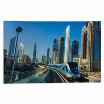 Dubai Metro. A View Of The City From The Subway Car Rugs 52086317