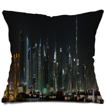 Dubai. World Trade Center And Burj Khalifa At Night Pillows 64156146