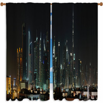 Dubai. World Trade Center And Burj Khalifa At Night Window Curtains 64156146