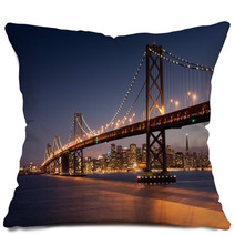 Dusk Over San Francisco Bay Bridge And Skyline From Yerna Buena Island Pillows 84925741