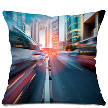 Dynamic Street In Modern City Pillows 44602368