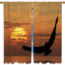 Eagle Above Ocean Window Curtains 22679521