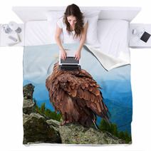 Eagle Against Wildness Background Blankets 71575633