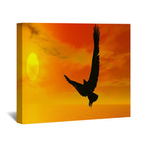 Eagle By Sunset - 3D Render Wall Art 50609549