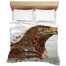 Eagle Hand Drawn Bird Illustration In Engraved And Watercolor Style Bedding 168063848