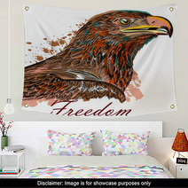 Eagle Hand Drawn Bird Illustration In Engraved And Watercolor Style Wall Art 168063848