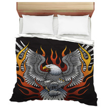 Eagle Holding Motorcycle Engine With Flames Bedding 97768027