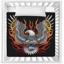 Eagle Holding Motorcycle Engine With Flames Nursery Decor 97768027