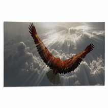 Eagle In Flight Above The Clouds Rugs 65332352