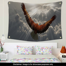 Eagle In Flight Above The Clouds Wall Art 65332352