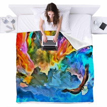 Eagle In Heavens Painting Blankets 103961685