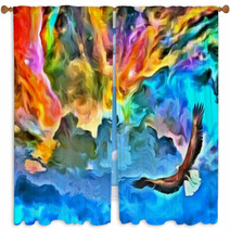 Eagle In Heavens Painting Window Curtains 103961685