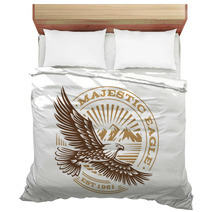 Eagle Logo Vector Illustration Emblem On White Background Bedding 132682645