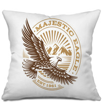 Eagle Logo Vector Illustration Emblem On White Background Pillows 132682645