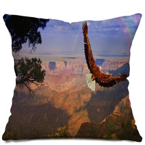 Eagle Takes Flight Over Grand Canyon USA Pillows 64815174