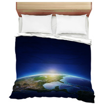 Earth Sunrise North America With Light Clouds Bedding 52941997
