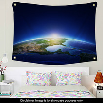 Earth Sunrise North America With Light Clouds Wall Art 52941997