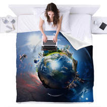 Earth With The Different Elements Blankets 33442661