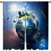 Earth With The Different Elements Window Curtains 33442661