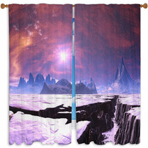 Earthquake Chasm On Alien Ice Planet Window Curtains 26231403