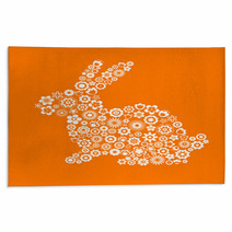 Easter Greeting Card With Bunny And Flowered Pattern Rugs 39699662