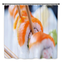 Eating Sushi With Chopstricks Panorama Photo Bath Decor 68450341