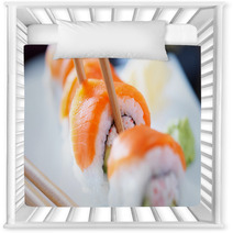 Eating Sushi With Chopstricks Panorama Photo Nursery Decor 68450341