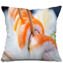 Eating Sushi With Chopstricks Panorama Photo Pillows 68450341