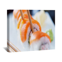 Eating Sushi With Chopstricks Panorama Photo Wall Art 68450341