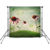 Echinacea Flowers In Fantasy Landscape Backdrops 57710639