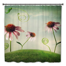 Echinacea Flowers In Fantasy Landscape Bath Decor 57710639