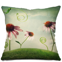 Echinacea Flowers In Fantasy Landscape Pillows 57710639