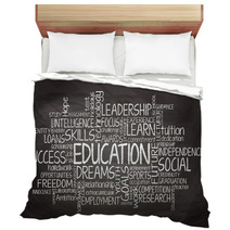 Education Related Tag Cloud Illustration Bedding 61216040