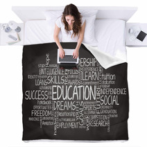 Education Related Tag Cloud Illustration Blankets 61216040