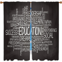 Education Related Tag Cloud Illustration Window Curtains 61216040