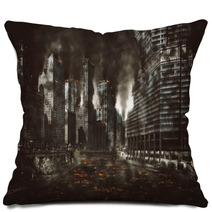 Eerie Night Scene Of The Aftermath Of An Explosion Pillows 209892698