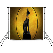 Egyptian Asbstract Background Goddess Of Egypt Bastet Abstract Golden Background Backdrops 219021654