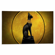 Egyptian Asbstract Background Goddess Of Egypt Bastet Abstract Golden Background Rugs 219021654