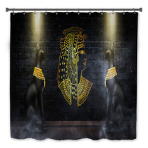 Egyptian Asbstract Background Goddess Of Egypt Bastet Abstract Neon Bokeh Background Rays Bath Decor 227535381