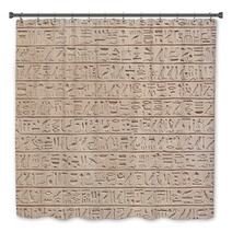 Egyptian Hieroglyphs Stone Background Bath Decor 70831160