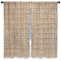 Egyptian Hieroglyphs Stone Background Window Curtains 70831160
