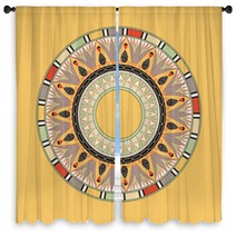 Egyptian National Antique Round Pattern Vector Window Curtains 60098119