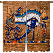 Egyptian Papyrus Horus Eye Window Curtains 5999467