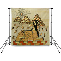 Egyptian Papyrus With Scene Of The Sphinx Backdrops 5874080
