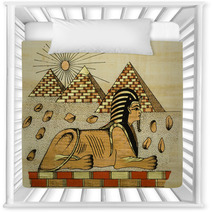 Egyptian Papyrus With Scene Of The Sphinx Nursery Decor 5874080